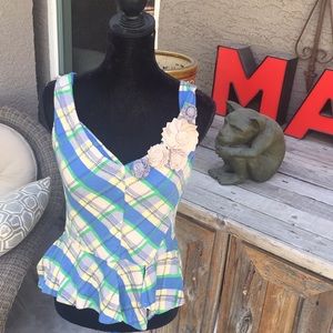 Anthropologie Little Yellow Button tank